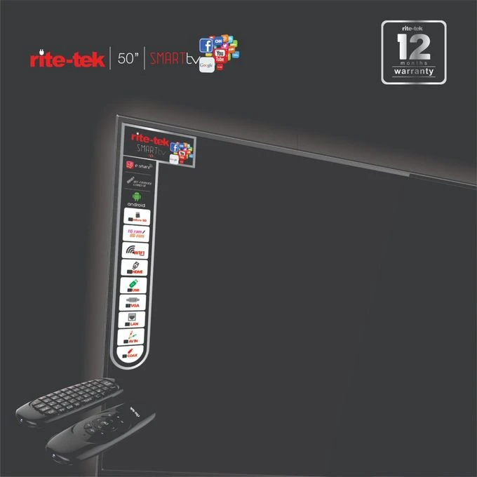 Rite Tek 50-inch Smart FHD LED TV (Smart Air Remote & Voice Control)