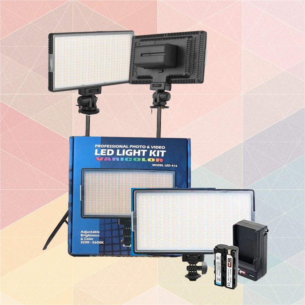 Professional Photo & Video LED Light Kit Varicolor LED 416