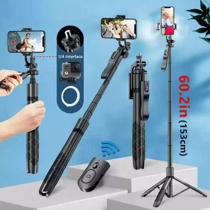 L16 1530mm Wireless Selfie Stick Foldable Tripod Stand For Professional Vlogging, Action Cameras, Smartphones Balance, Steady Live Shooting