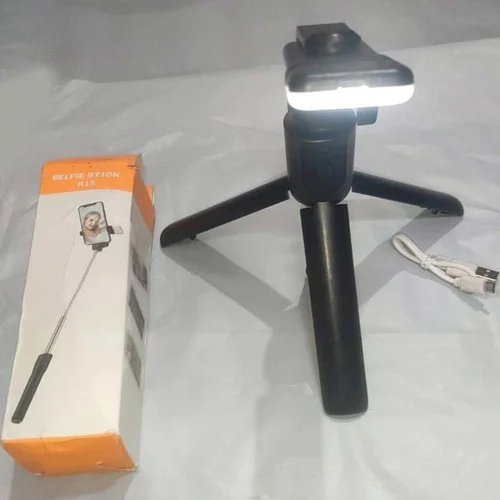 R1S Bluetooth Remote Control 3 In 1 Selfie Stick R1S Selfie Stick With LED Light