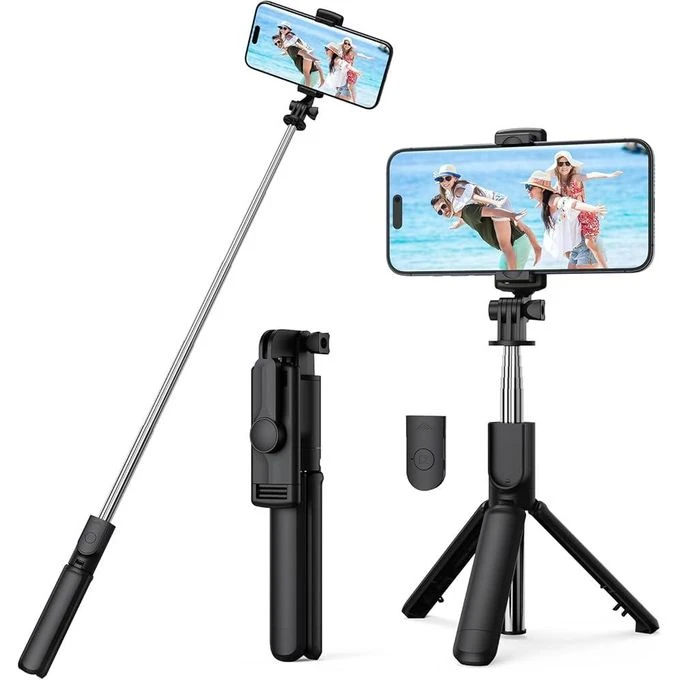 R1S Bluetooth Remote Control 3 In 1 Selfie Stick R1S Selfie Stick With LED Light