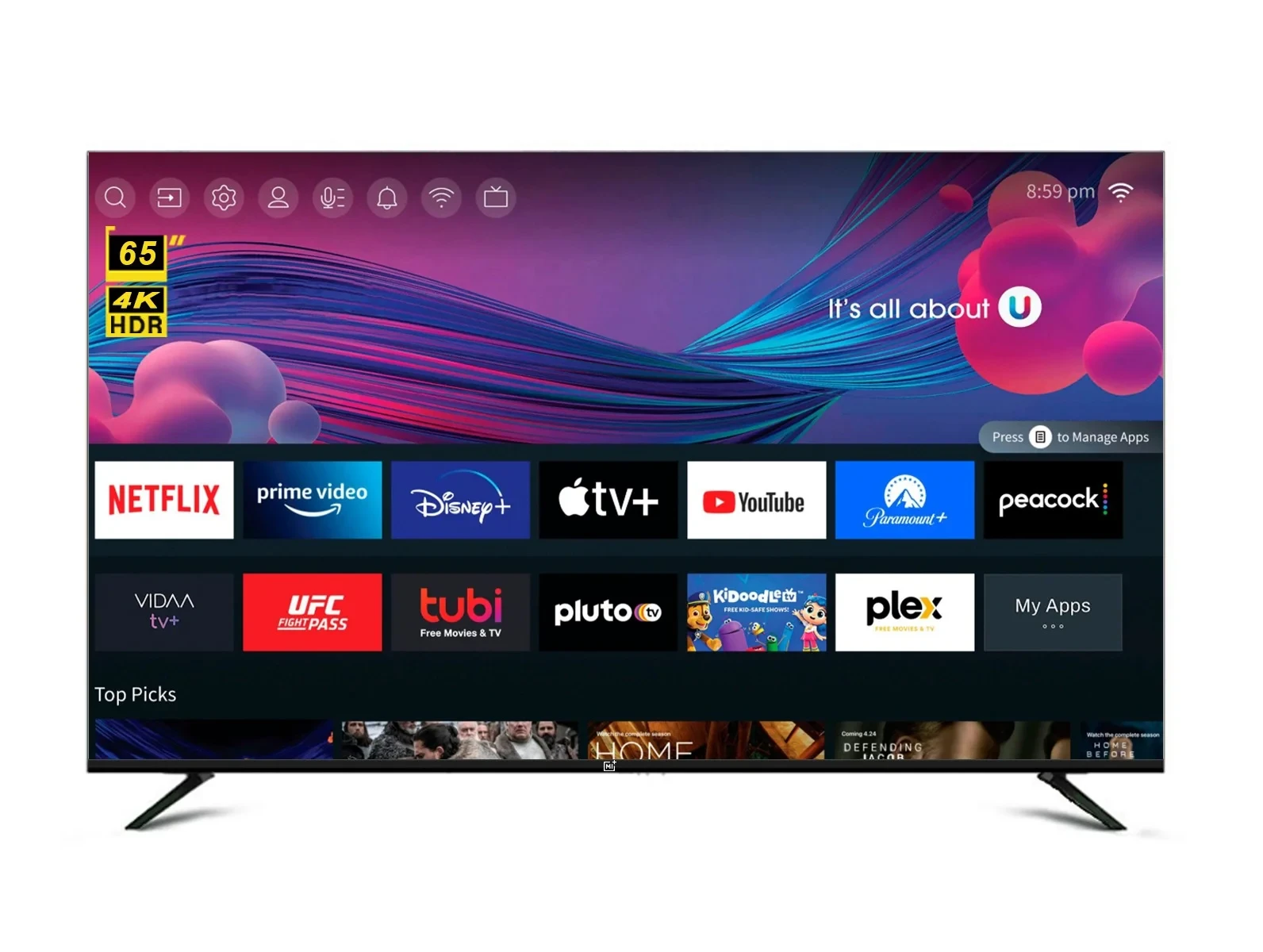 MI+ 65 inch Smart Android 4K UHD LED Frameless TV with Smart Remote ...