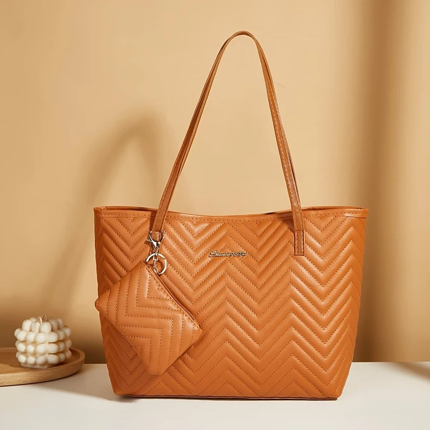 Women's Fashion Tote Bag with Striped Pattern