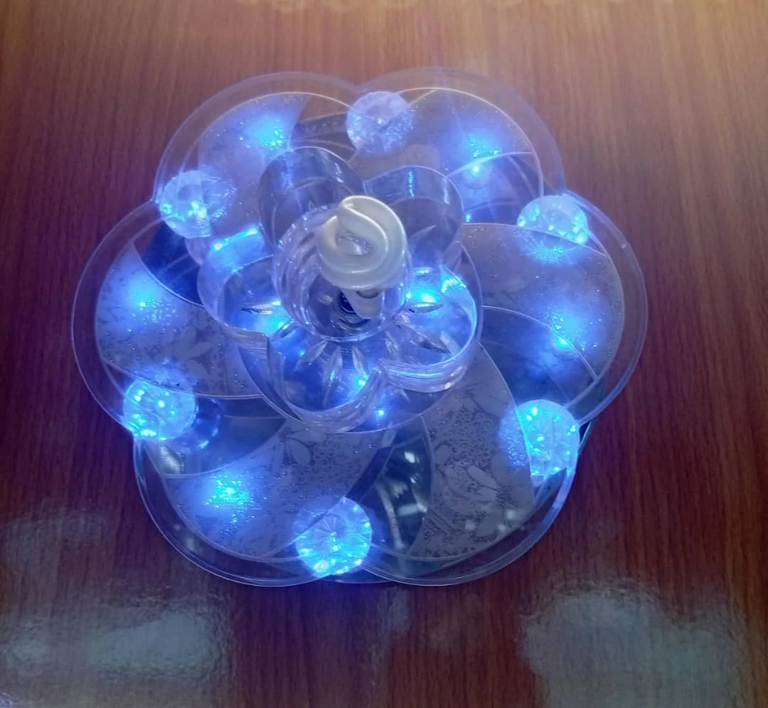 Blue Glow Crystal Lotus Flower Light  Suction Cup LED Decor Lamp