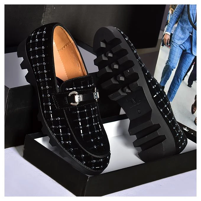 MEN DESIGNER BIG STONE SHOE BLACK