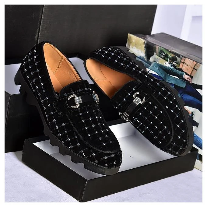 MEN DESIGNER BIG STONE SHOE BLACK