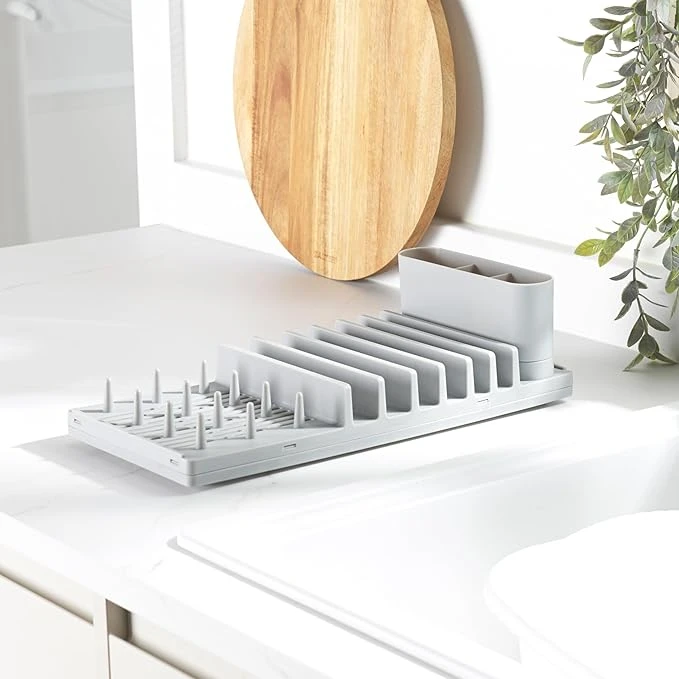 2 in1 Dish Drying Rack for Kitchen Counter Kitchen Drying Mat with Plate Rack