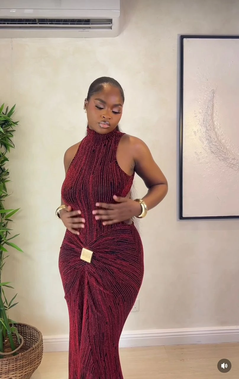 Stylish Detailed Brooch Dress