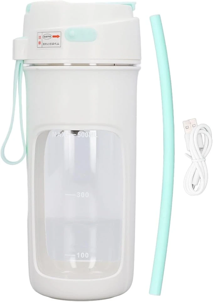 500ml Portable Blender Cup Travel Blender Cup Miniature Juicer Cup Automatic USB Rechargeable Blender Cup with Straw for Shakes Smoothies Juice