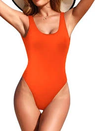 Camisole Body Suit - Women's Retro High Cut Low Back Brazilian Bikini One Piece Swimsuits Bathing Suit