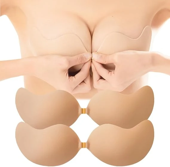 Boobs Lifter Sticky Bra, Backless Strapless Bra Push Up, Adhesive Invisible Lift Up Bras 2 Pairs