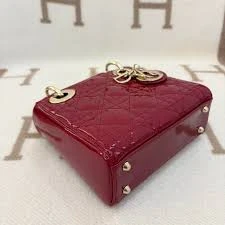 Dior Red Patent Leather Medium Lady Bag