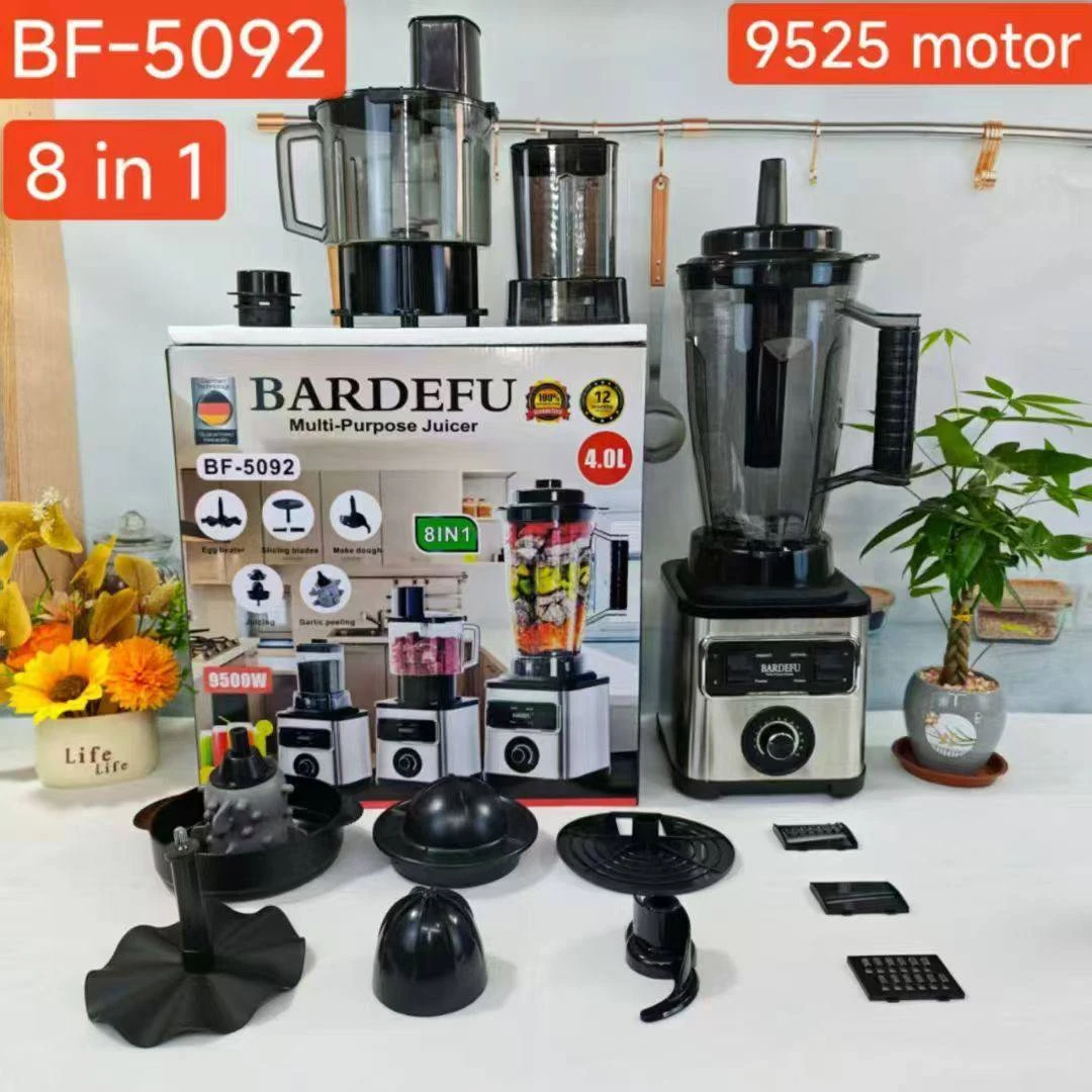 BARDEFU __ MODEL 5092 ‘8in1’ HEAVY DUTY MULTIFUNCTIONAL 9500W SPEEDY CRUSHING BLENDER & GRINDER + ACCESSORIES (9525 PURE COPPER MOTOR)
