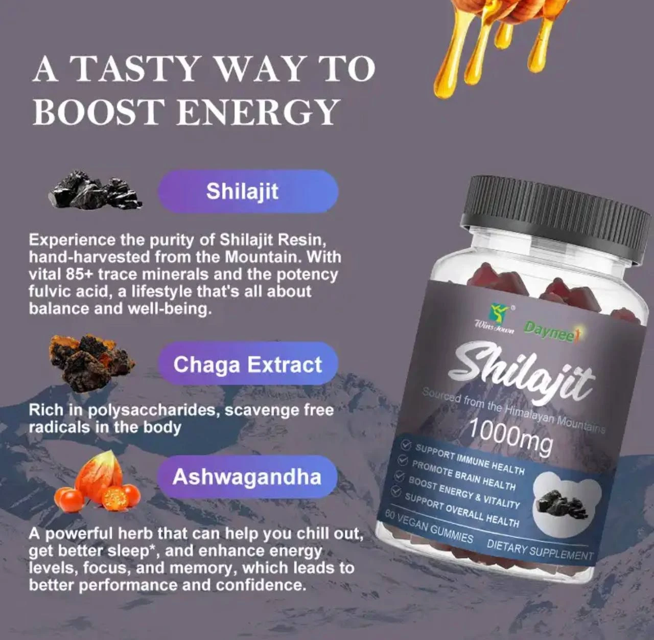 DAYNEE SHILAJIT OVERALL HEALTH THERAPY 1000MG GUMMIES (60 VEGANS GUMMIES)