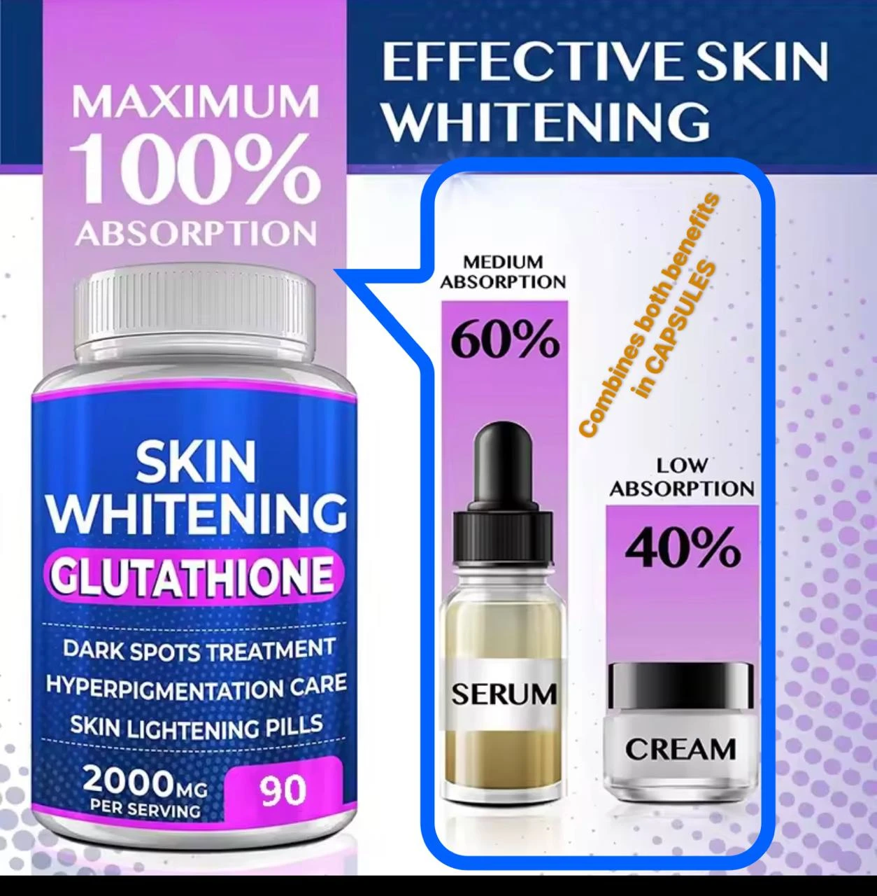 WINS JOWN SKIN WHITENING GLUTATHIONE VEGAN CAPSULES (90 CAPSULES)