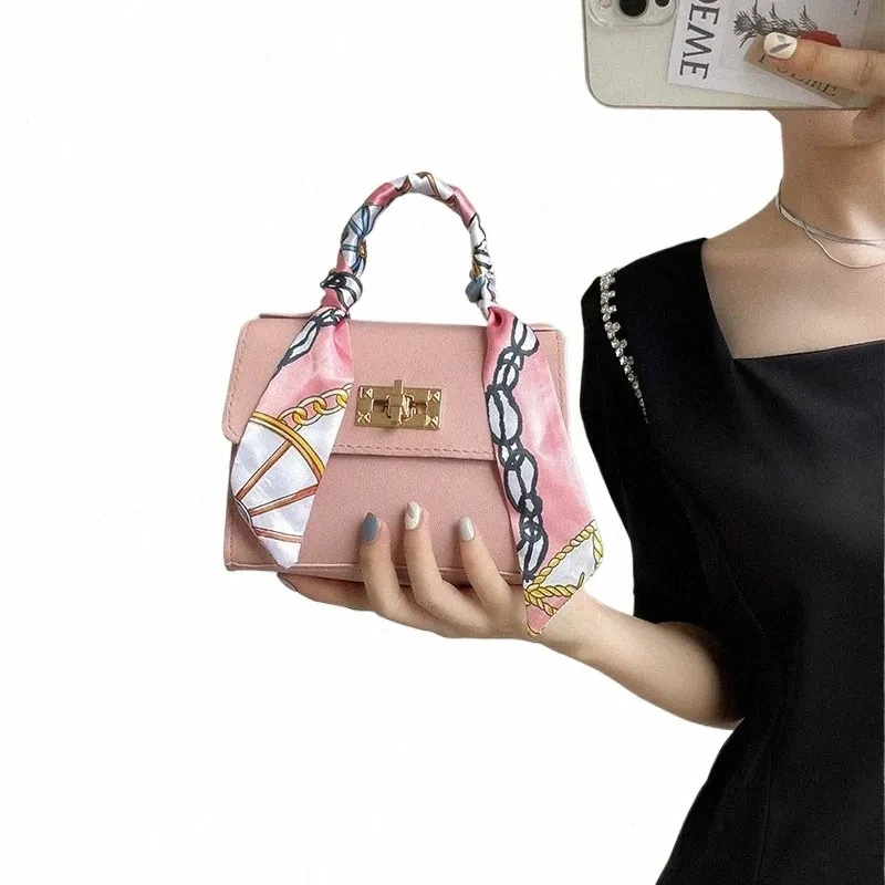 Mini Crocodile Embossed Satchel Skinny Scarf Decor Flap Square Bag handbag, Crossbody Bag, Shoulder Bag Minimalist, Casual Solid Color Portable, Light Weight