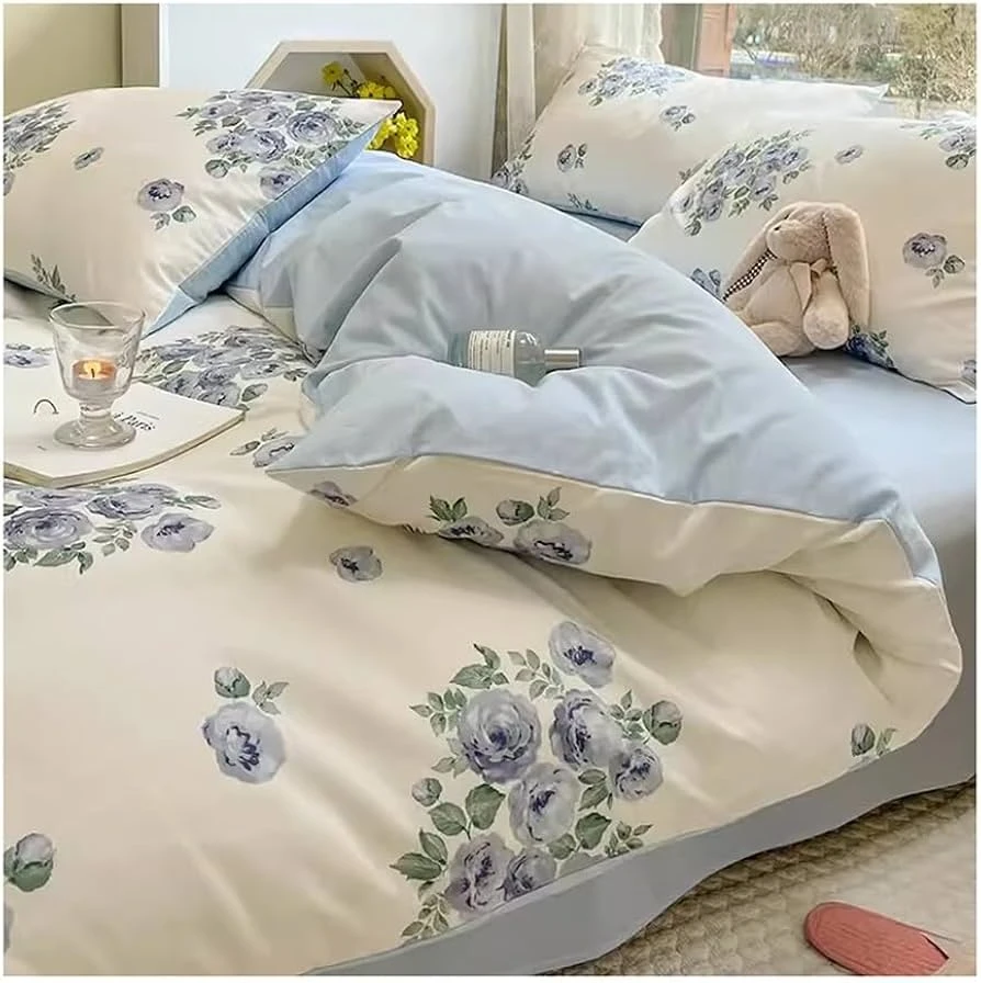 Beautiful Bed Set Floral Duvet Cover Bed Linen Sheet Pillowcase Bedding Big Leaves Quilt Cover.
