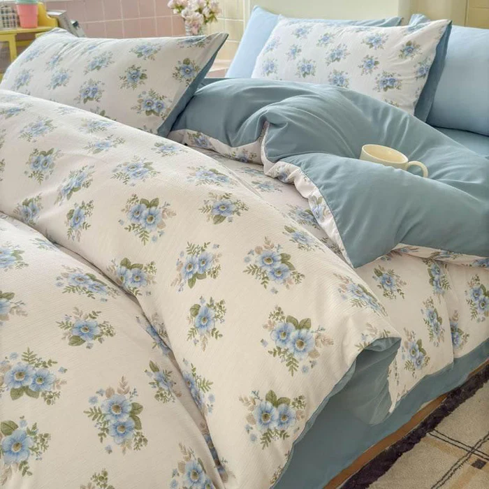Beautiful Bed Set Floral Duvet Cover Bed Linen Sheet Pillowcase Bedding Big Leaves Quilt Cover.
