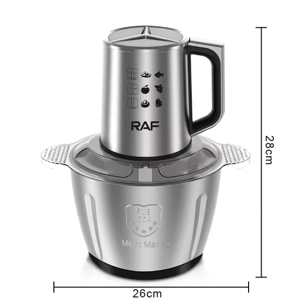 RAF New Design Stainless Steel Food Processor Powerful Electric Chopper Meat Grinder 4 Blades Kitchen