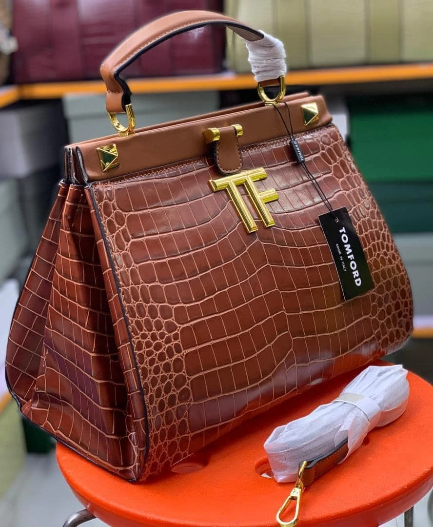 SHINY STAMPED CROCODILE LEATHER TF MAXI CHAIN MINI BAG Tom Ford Ladies Hand Bag