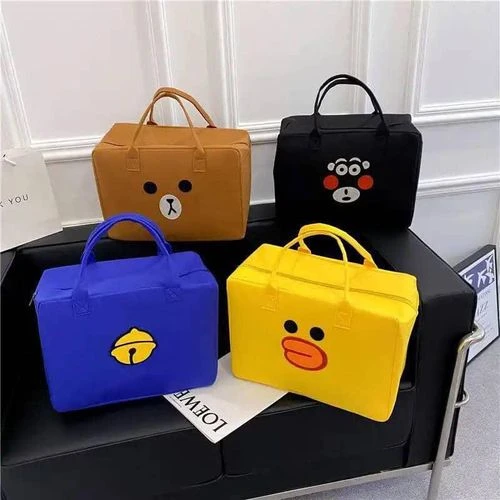 LARGE CAPACITY FOLDABLE UNISEX TRAVEL BAG EMOJI BAG YELLOW Smiley Mini Traveling Bag