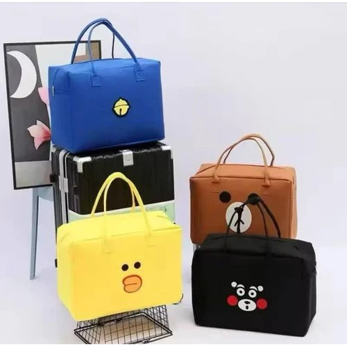 LARGE CAPACITY FOLDABLE UNISEX TRAVEL BAG EMOJI BAG YELLOW Smiley Mini Traveling Bag