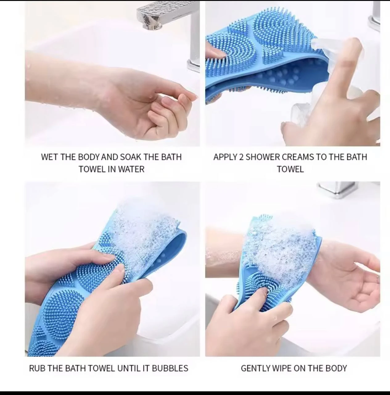 70CM DOUBLE-SIDED SILICONE BODY SPONGE/ BACK SCRUBBER
