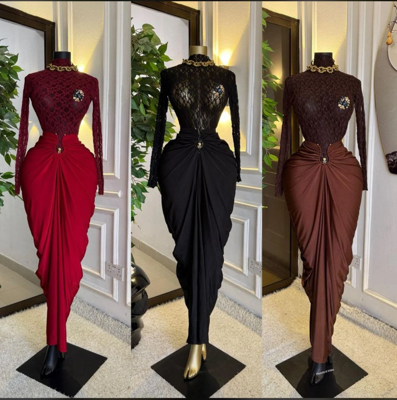 Women's Two Pieces Set Long Sleeve Lace Top and Skirt Set Trendy Africa Casual Plus Size Clothing Lacy Chic Turtle Neck top and Skirt