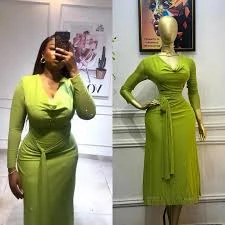 Flurescent Green Draped Neck Rhinstone Dress
