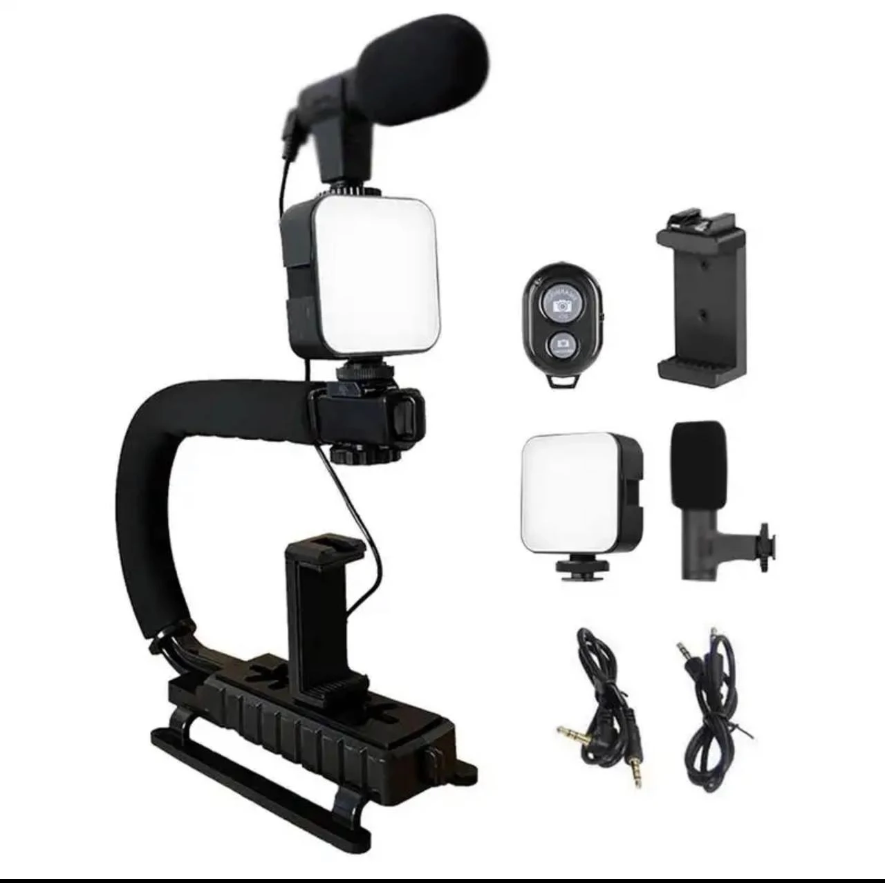 U/C-SHAPED UNIVERSAL PROFESSIONAL CAMERA/MOBILE PHONE STABILIZER WITH HOT-SHOE MOUNT FILL LIGHT