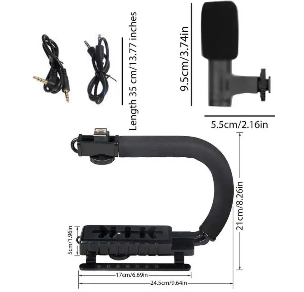 U/C-SHAPED UNIVERSAL PROFESSIONAL CAMERA/MOBILE PHONE STABILIZER WITH HOT-SHOE MOUNT FILL LIGHT