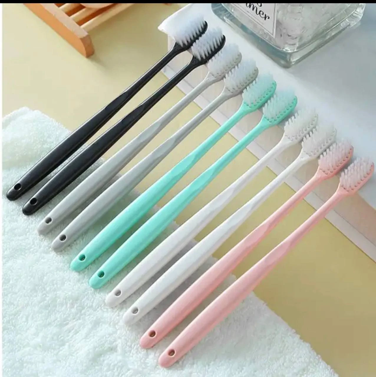 10PCS/SET MACARON SOFT BRISTLES KIDDIES' TOOTHBRUSH WITH PROTECTIVE COVERS (For ages 0-3years)