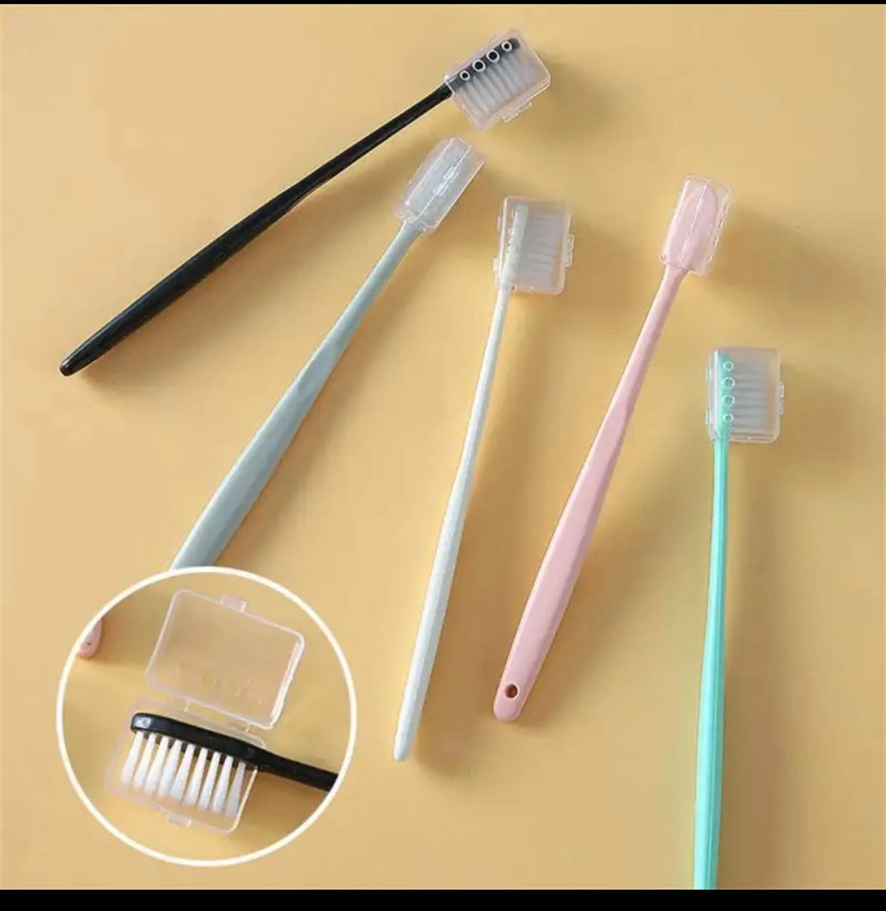 10PCS/SET MACARON SOFT BRISTLES KIDDIES' TOOTHBRUSH WITH PROTECTIVE COVERS (For ages 0-3years)
