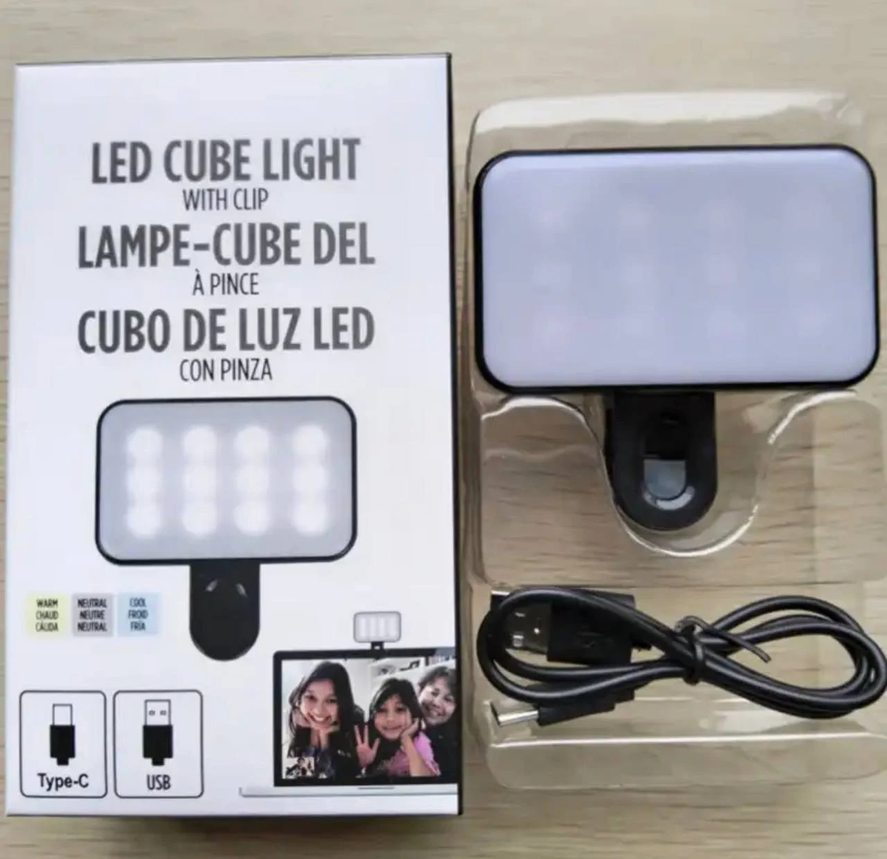 PORTABLE MULTIFUNCTIONAL RECHARGEABLE (CLIP-ON LED CUBE LIGHT) FOR SELFIE/LIVE PHONE/LAPTOP & TABLET MEETING