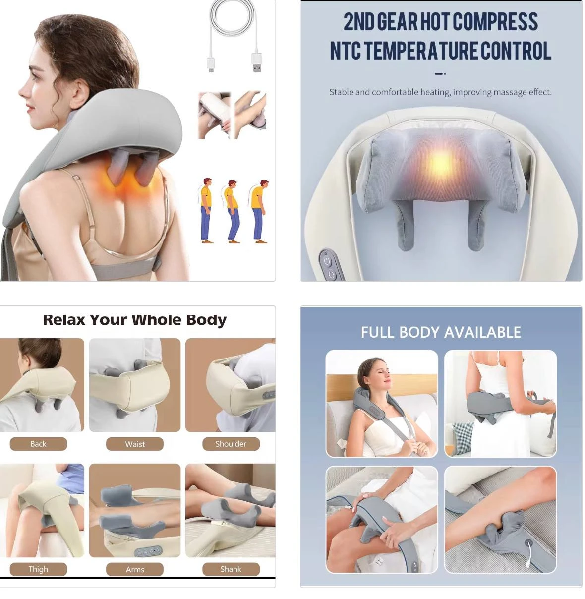 HIGH TECH RECHARGEABLE DEEP TISSUE SHOULDER & NECK MASSAGER (FULL BODY MASSAGER)