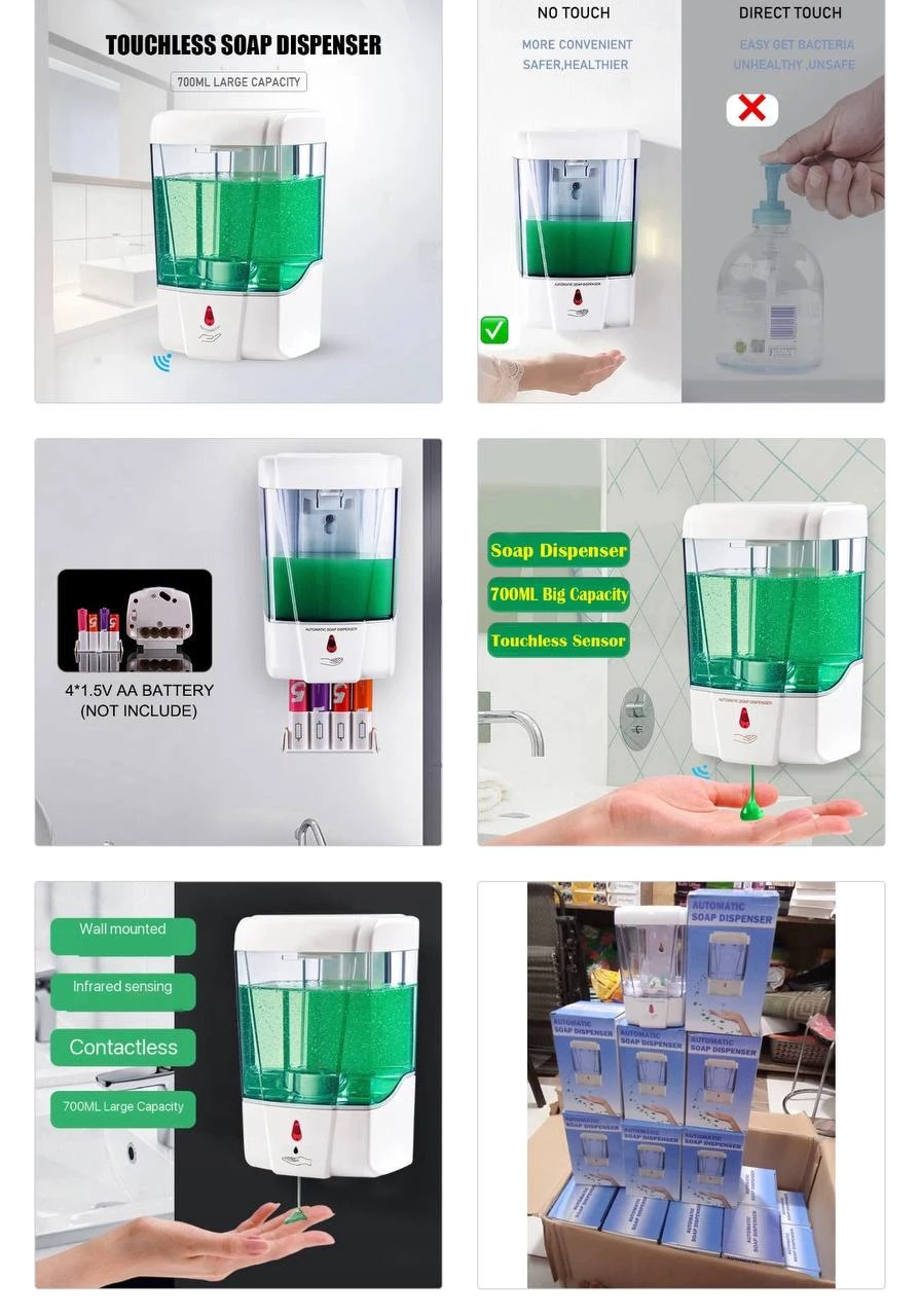 700ML WALL/TILES MOUNTED SENSOR DETECTION AUTOMATIC SANITIZER/LIQUID SOAP DISPENSER