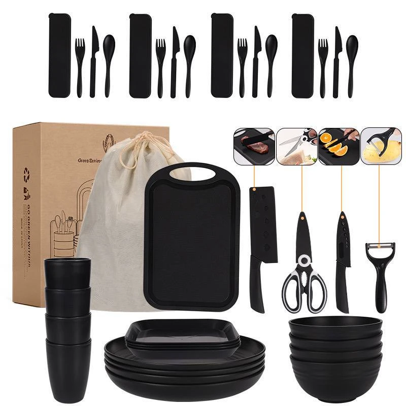 37PCS/SET HEALTHY ECO-FRIENDLY THICKENED PLASTIC DINNERWARES/SERVING SET + KITCHENWARES