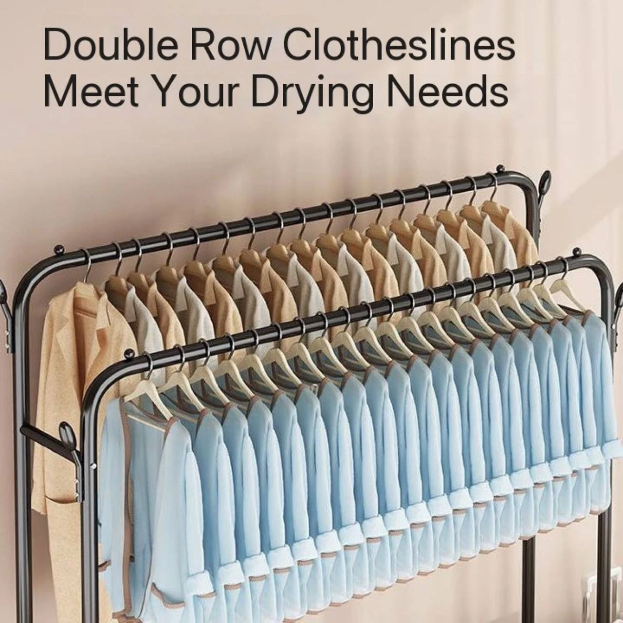 35KG HEAVY DUTY FLOOR FOLDABLE INDOOR DOUBLE POLE CLOTHE HANGER/RACK