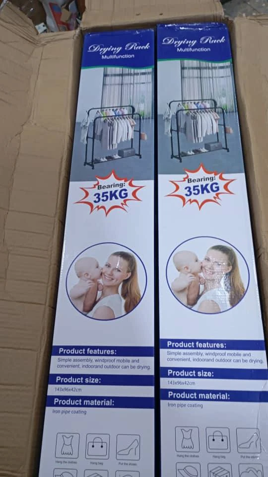 35KG HEAVY DUTY FLOOR FOLDABLE INDOOR DOUBLE POLE CLOTHE HANGER/RACK