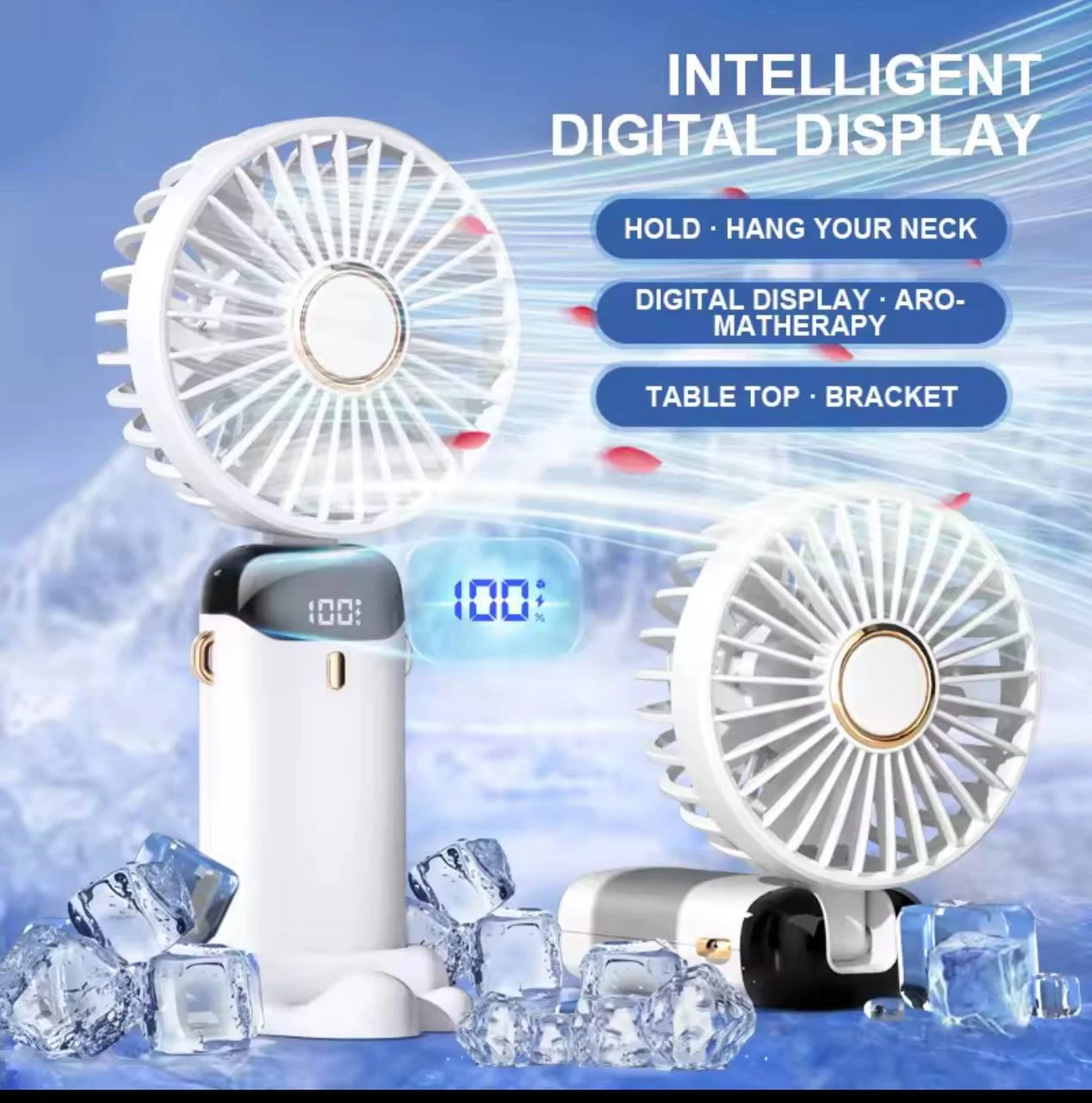 PORTABLE RECHARGEABLE DIGITAL DISPLAY TABLE / HAND FAN (SX-122)