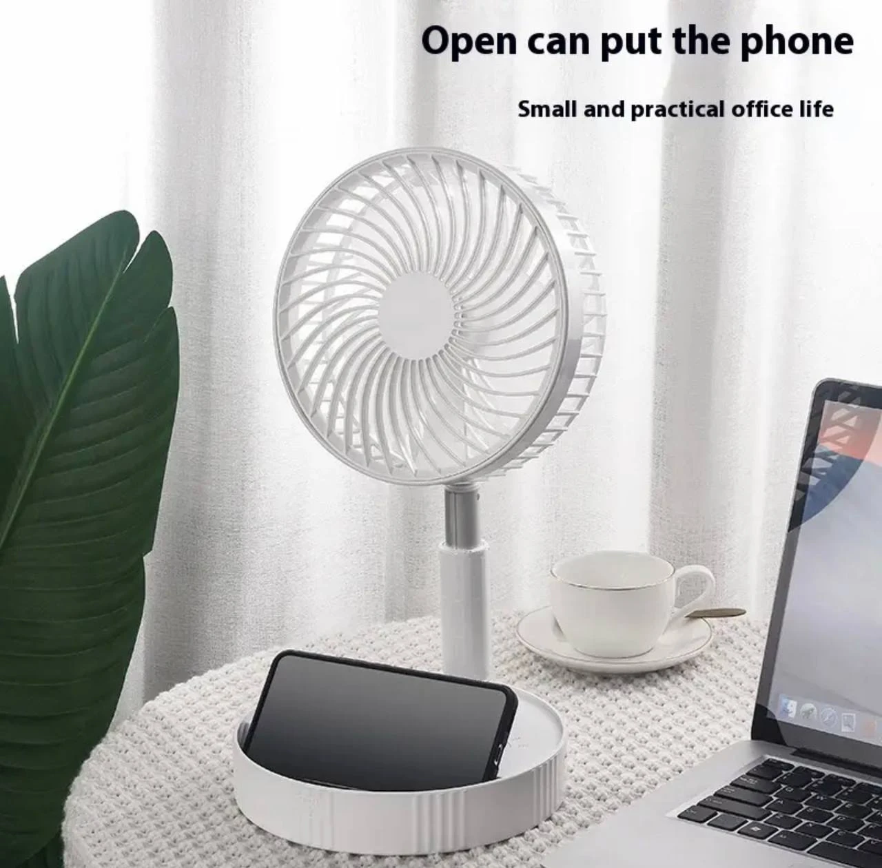 RETRACTABLE SPEEDY BLADES RECHARGEABLE TABLETOP FAN – TELESCOPIC FOLDING FAN