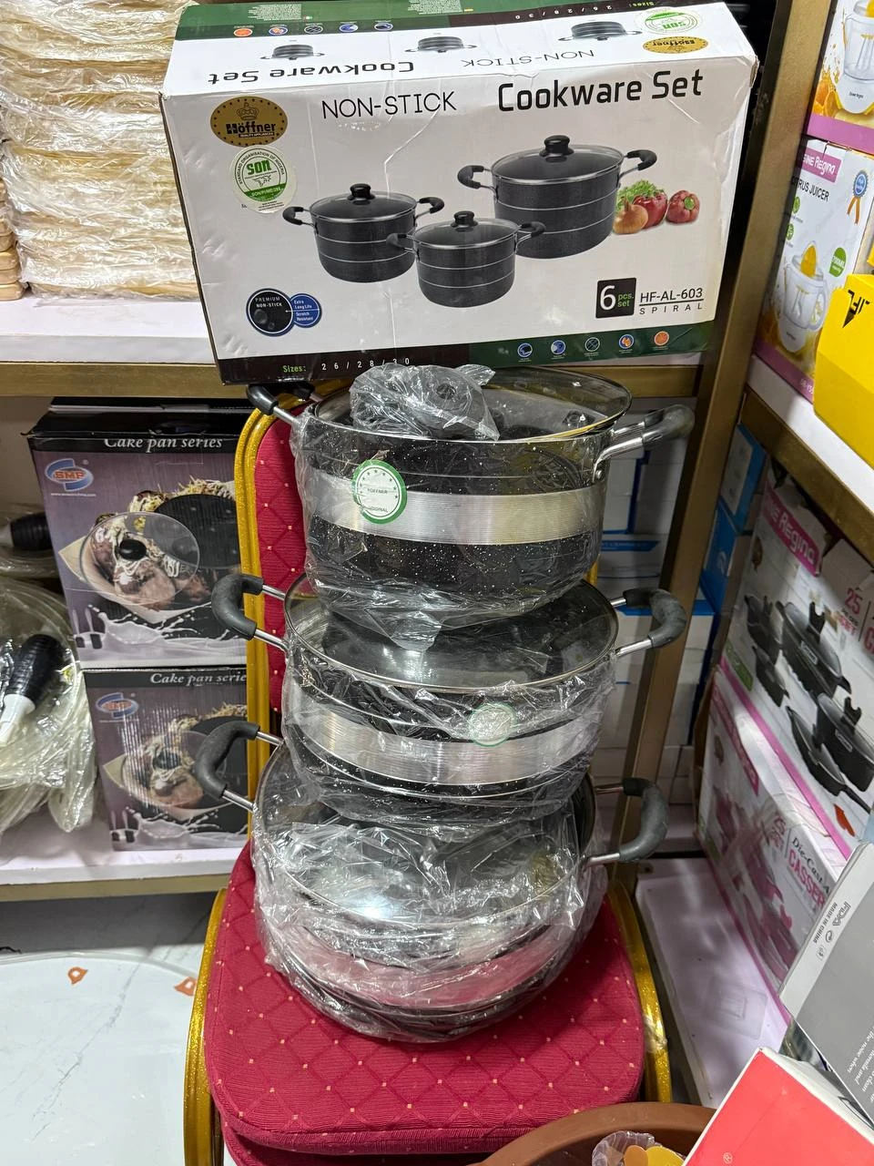 6PCS HOFFNER THICKENED ALUMINUM NONSTICK COOKWARE/POT SET (MODEL: HF-AL-603)