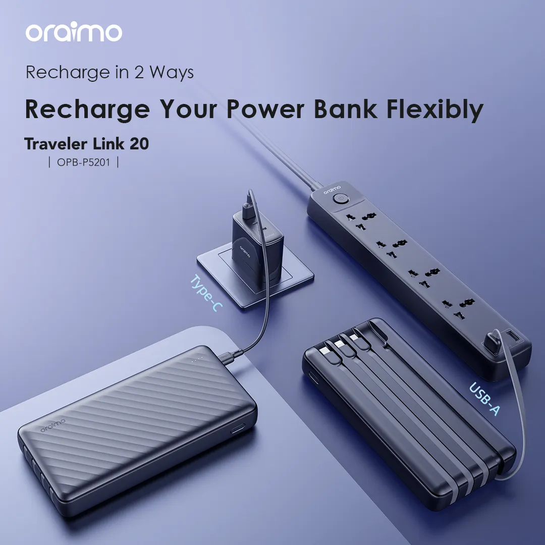 Oraimo Smart Power Bank Type-C 2- Way Charging  20000mAh