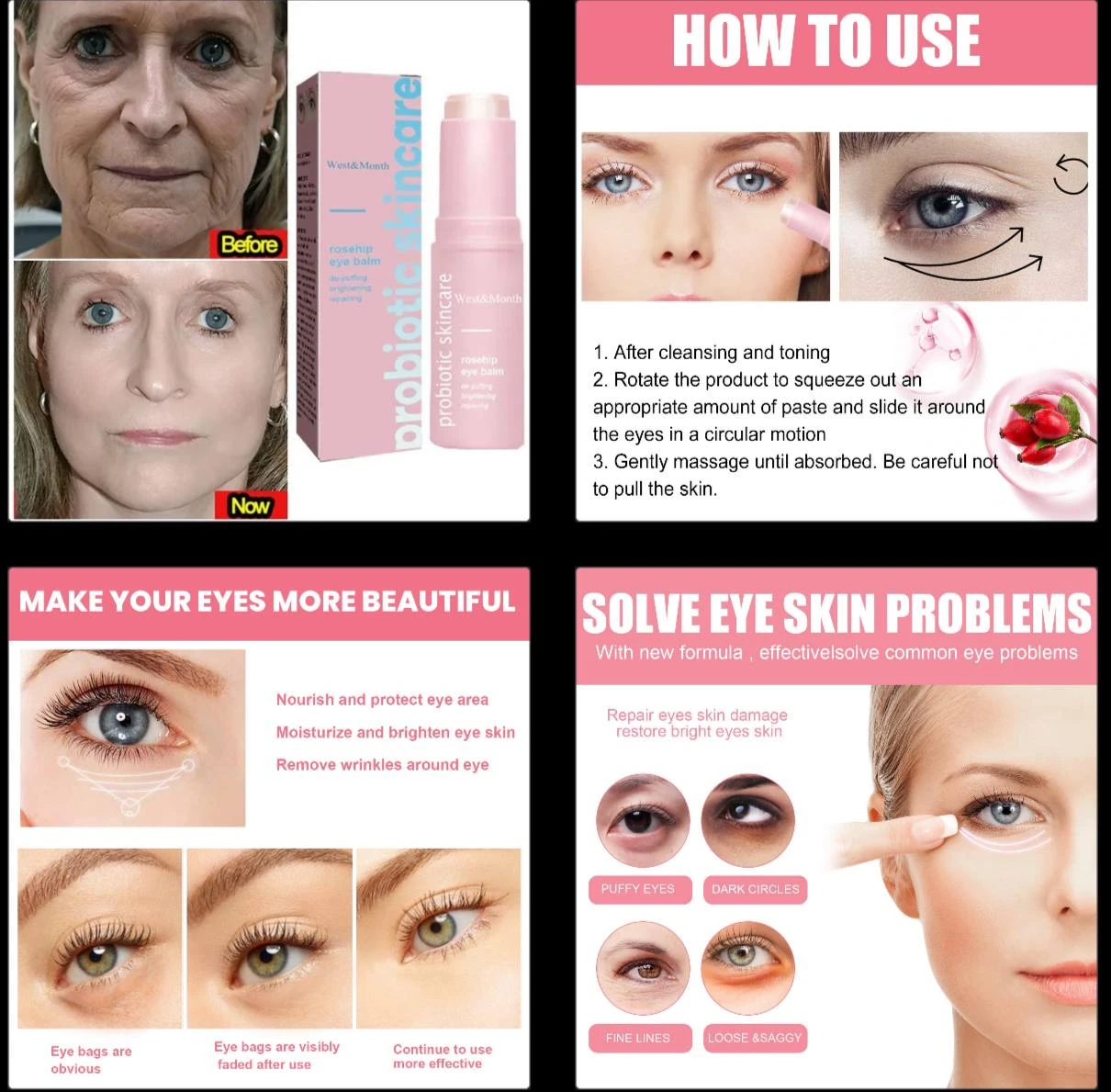 WEST&MONTH PROBIOTIC SKINCARE - FINE LINES DIMINISHING & ROSE HIP EYE BALM