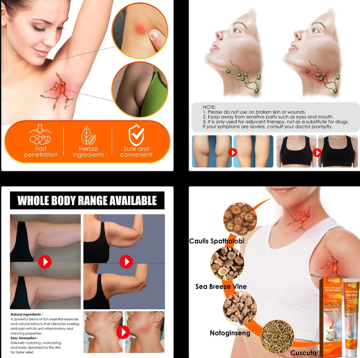 SOUTH MOON LYMPH NODES HERBAL DETOX CREAM - MASSAGE & ANTI SWELLING HERBS CREAM