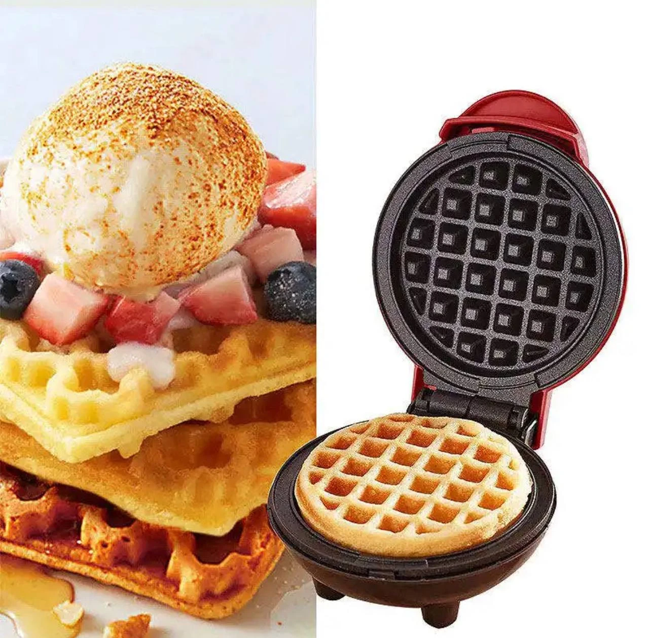 350W ROUND SIZED MINI WAFFLE MAKER
