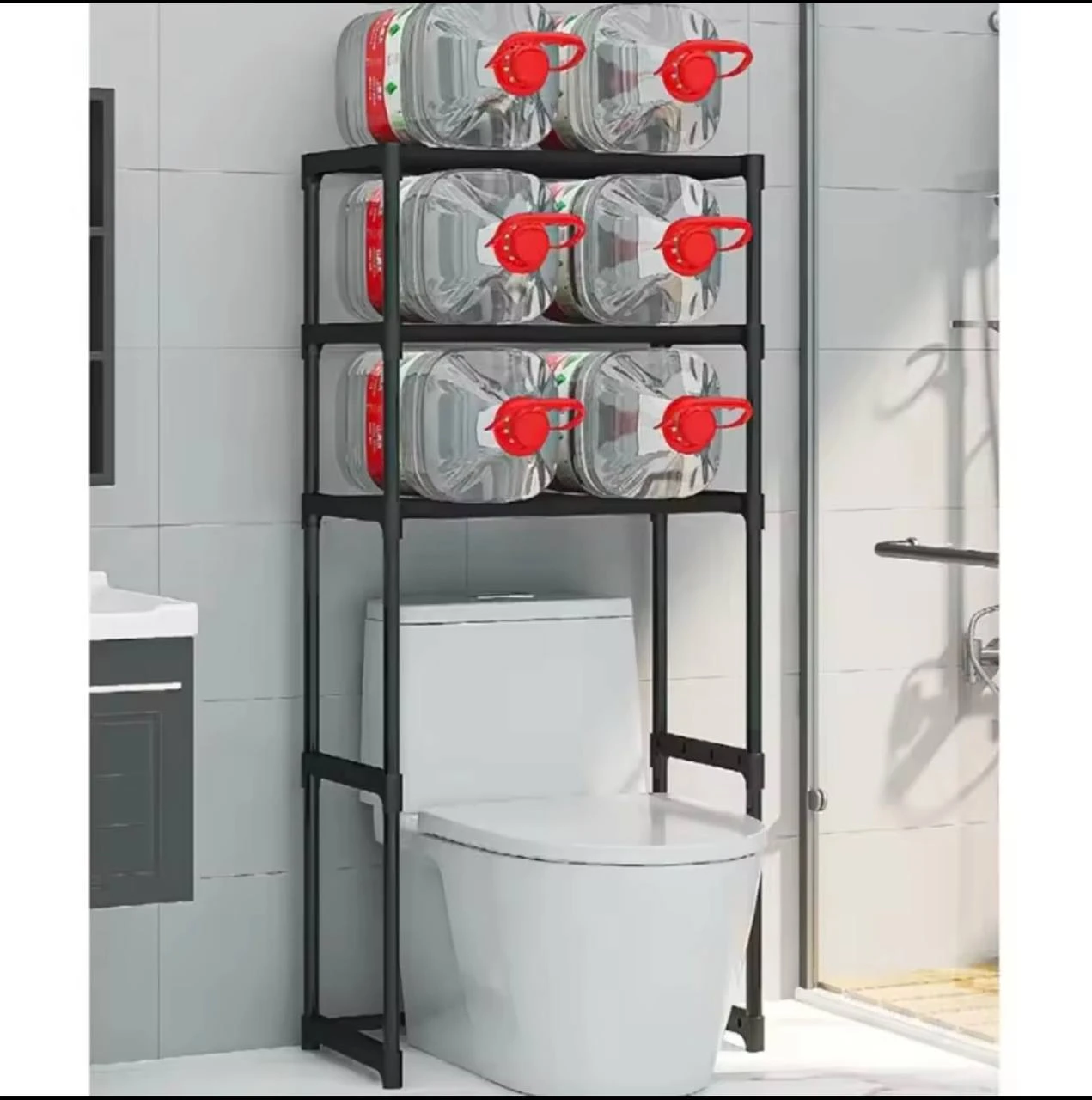 3-LAYERS STRONG IRON BATHROOM SHELF (TOILET/WASHING MACHINE RACK)OIL