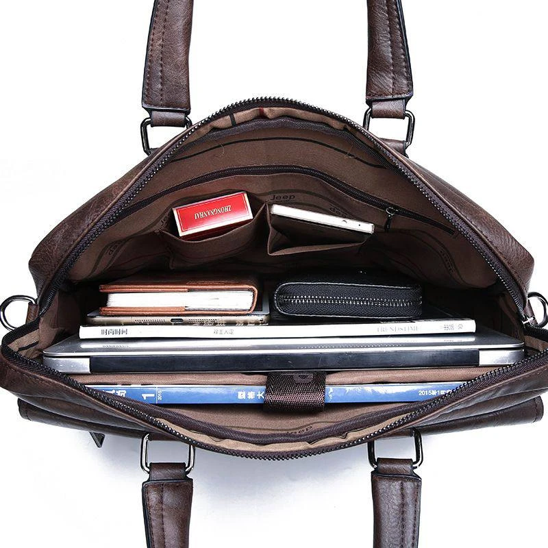 JEEP BULUO LUXURY GENUINE FOREVER LEATHER MEN’S SHOULDER OFFICE BAG (BLACK ONLY)