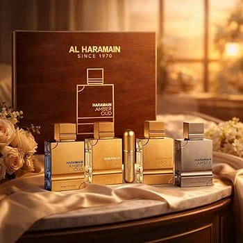 Haramain Amber Oud 4 in 1 Perfume Gift Set Collection (4 x 60ml) plus Travel Atomiser 🥰