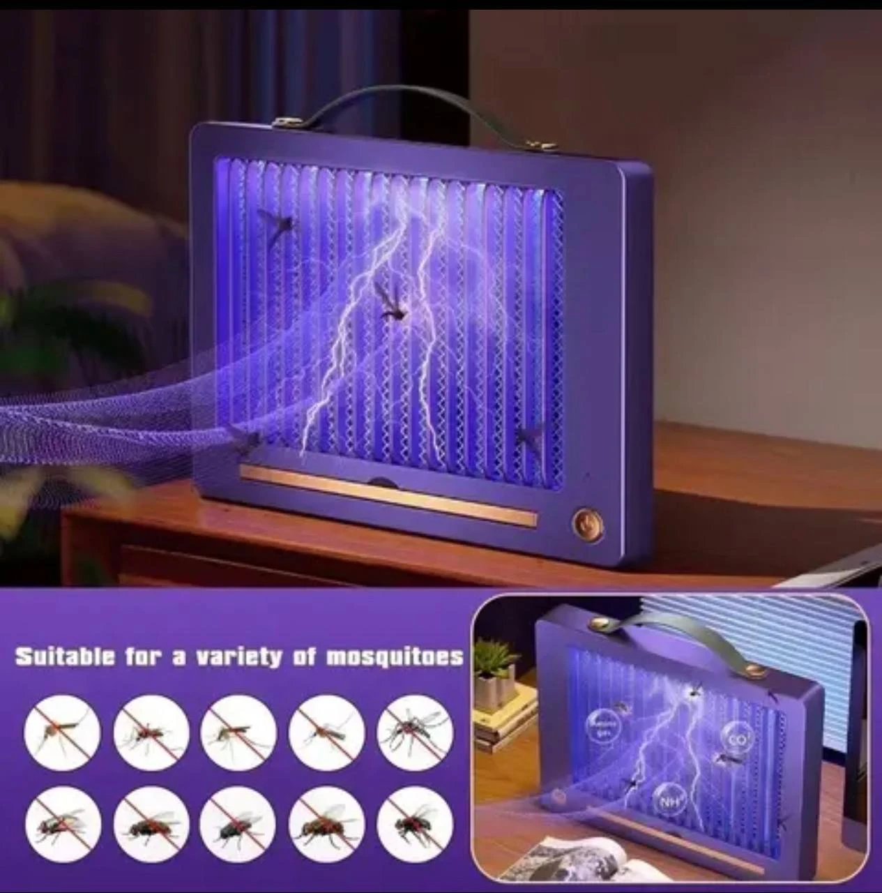 INTELLIGENT TABLETOP/WALL MOUNTED STRONG ELECTRIC SHOCK MOSQUITO KILLING LAMP